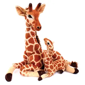 Real Planet™ Gold Giraffe & Calf Realistic Plush Stuffed Animal