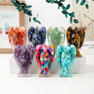 Artificial Healing Crystal Gravel Dropper, Crystal Carvings, 1 Count Resin Angel Shape Statue Craft Ornament, Home Desktop Decoration, Home Decor
