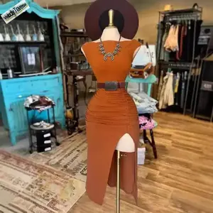 Amazing in summer! Women’s Knitted Split Bodycon Dresses – New Styles Featuring a Fashionable, Elegant Solid Color, Waist-Cinching, Slimming Design