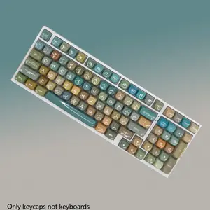 Moa Profile Pbt Keycap Set for Cherry Mx Switch Mechanical Keyboard, Vintage Theme, Fits 2.25u 2.75u 6.25u Spacebar, Iso Layout Compatible