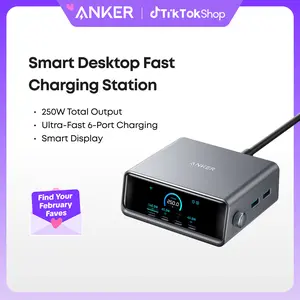 Anker Prime Charger, 250W 6-in-1 GaN Charger with Smart LCD, Ultra-Fast Charging for MacBook, iPhone 17, iPad, and More (Silver)