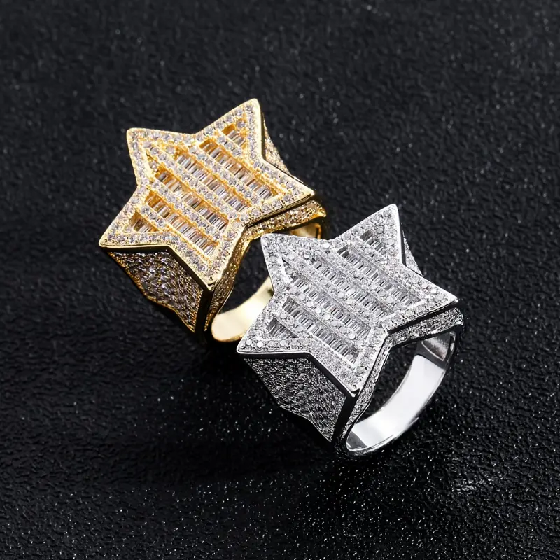 1pc New Five Point Star Ring, Hip Hop Men's Trendy Ring Jewelry Fashion moissanite ring Luxury