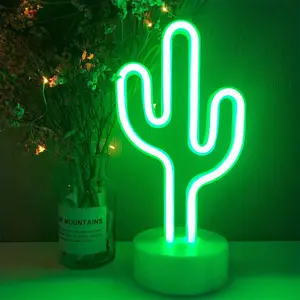 Sea Ambiance Neon Light, Cactus Shape, USB or Battery Powered, Ideal for Instagram Restaurant Decor, New Home Addition, Bedroom Night Lamp
