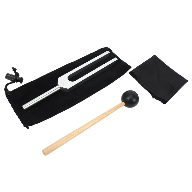 Aluminium 528Hz C Tuning Fork Set with Mallet, Car Exterior Decoration Accessory for Nervous System Testing & Health Care
