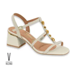 Vizzano  Strappy Block Heel Sandals with Gold Accents - Elegant Summer Shoes 2025 Crochet Woven Raffia-Effect & Faux Leather Insole Comfortable Lightweight Mules for Casual Chic Looks