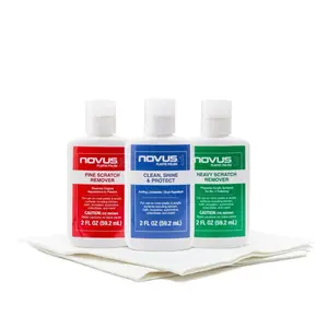 NOVUS Plastic Scratch Remover Kit – 3-Step Polish & Repair System for Acrylic, Plexiglass, & Plastic Surfaces – Fine & Heavy Scratch Remover – Shine & Restore – 2oz Bottles & Polish Mates
