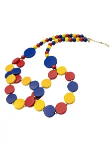 Women's Bohemian Multilayer Choker Necklaces, Vibrant Multi-Color Disc Pattern Design, Perfect Accessory for Travel & Daily Wear