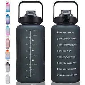 64oz 100oz 128oz Large Motivational Water Bottle With Time Marker  Leakproof & Bpa Free Half Gallon Big Straw Handle Tritan Frosted Jug For Gym Fitness Outdoor Sports