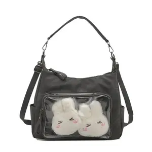 Japanese-style transparent bag for students, large-capacity versatile crossbody bag, cute girl's tote bag