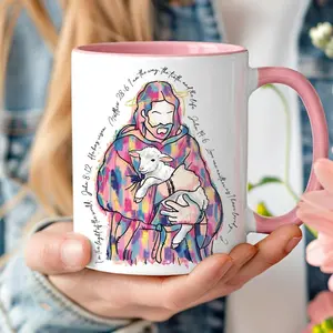 Jesus the Lamb Mug, Christian faith coffee cup, scripture mug, religious gift, Bible verse, spiritual morning mug, Easter gift idea