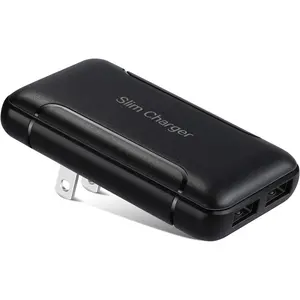 Slim Flat USB Wall Charger, 3A/5V Dual Port 15W Wall Charger Adapter, USB Charger Block with Foldable Plug,  Box Brick, Cube for  16 15 14 13 12 11 Pro Max, Galaxy,