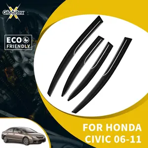 Tape-On Outside Window Visors Sun Rain Guards Vent for Honda Civic 4-Door Sedan 2006-2011, JDM Mugen Style Mount Wind Deflectors, 4PCS