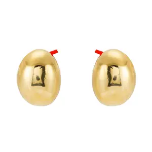 Vintage Oval Polished Gold-Tone Stud Earrings MJT000327
