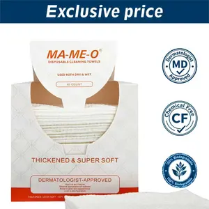 Mameo Disposable Face Towels,Thick Face Towelettes XL, Lint-Free Facial Wipes for Makeup Removal & Gentle Skin Care,40-160 Count, Deep Pore Cleansing, Daily Skincare Hygienic Pearl White Thick Remover