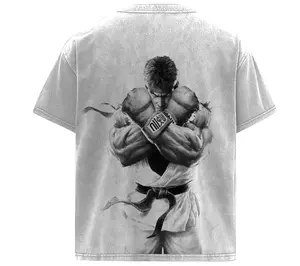 Street Fighter V :Fight for Nothing, Fight for All, The Way of Ryu Game Vintage Oversized Washed men's graphic tees Fabric Seamless