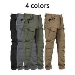 Men's Fleece Cargo Pants, WaterProof Tactical Pants, Loose Casual Windproof Waterproof Outdoor Military Pants, Trousers with Multi Pockets ( No Belt ), Perfect for Hiking, Clamping, Winter