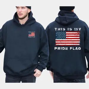 American Pride Flag 2-Sides Graphics Hoodie, Funny LGBTQ Hoodie, Patriotic Merch Wear, USA Flag Graphics Shirt, Casual Menswear, For Men