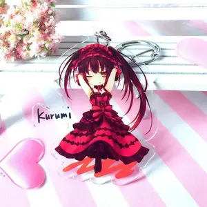 Anime DATE A LIVE Kotori Itsuka Yatogami Tohka Tokisaki Kurumi Cosplay Keychain Acrylic Pendant Chain Cartoon Keyring Accessory