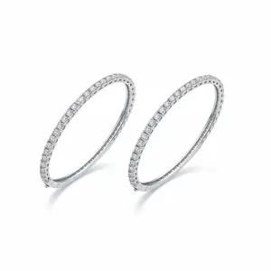 Set of 2 CZ Princess Cut Eternity Tennis Stackable Bangle Bracelet Silver Plated Perfect Gift Timeless Design