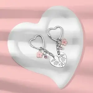 2 Pcs Mother Daughter Heart Matching Keyring Keychain Set Gifts For Mom Mothers Day Gifts from Daughter