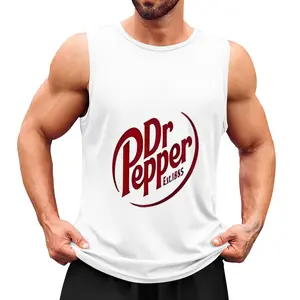 Dr Pepper Classic Logo Men's Sleeveless Tank Top - Retro Soda Brand Print Polyester Vest, Casual Workout Gym Muscle Tee, Vintage Drink Fan Streetwear Summer Top