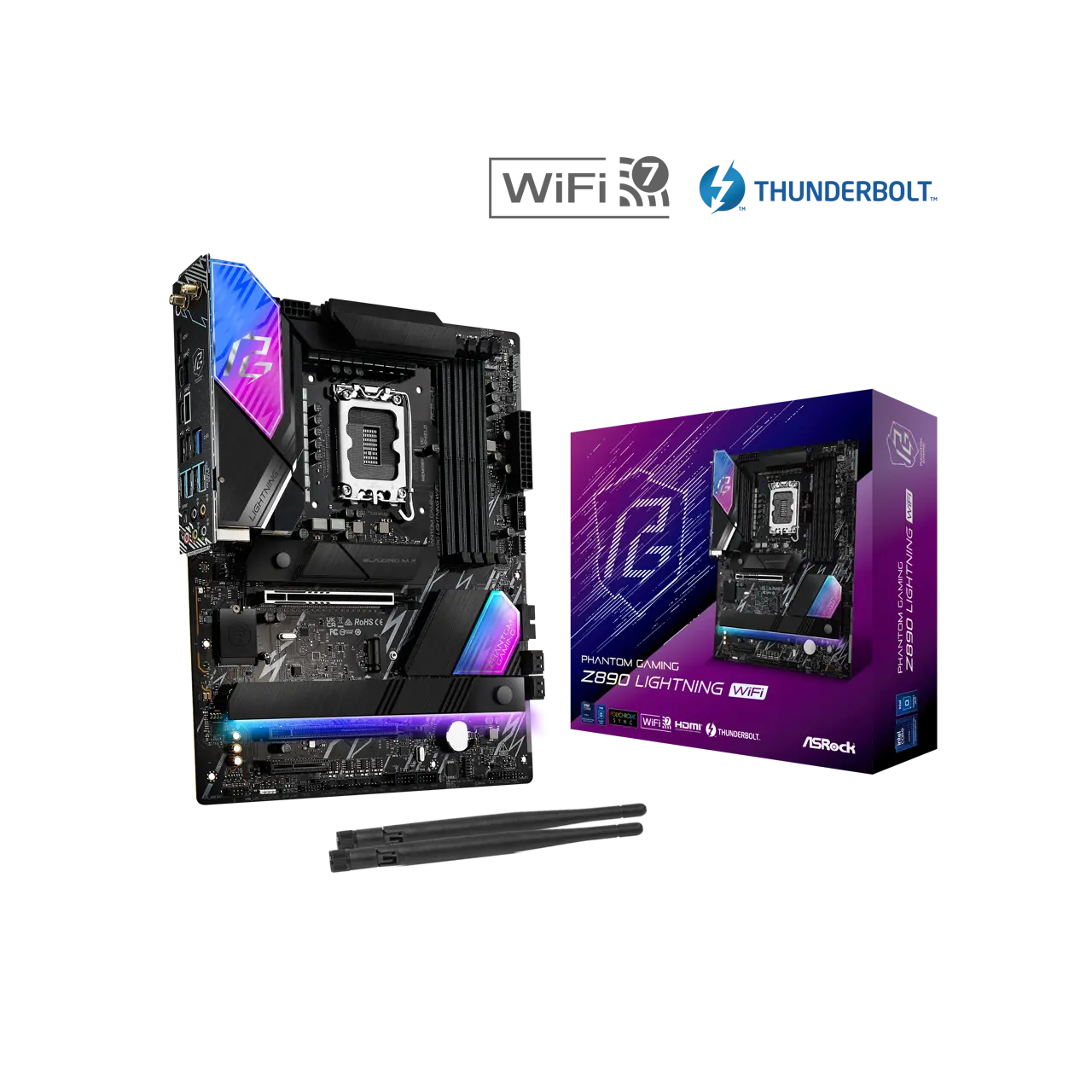 ASRock Z890 Lightning WiFi LGA 1851 Intel Z890 SATA 6Gb/s ATX Motherboard ASRock Z890 Lightning WiFi LGA 1851 Intel Z890 SATA 6Gb/s ATX Motherboard