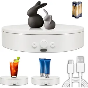 Motorized Rotating Display Stand for Epoxy Glitter tumbler, 360° Cup Turner Electric Turntable for Products Photography, Spinning Platform and Pedestal, adjustable speed and direction (4.53" white)