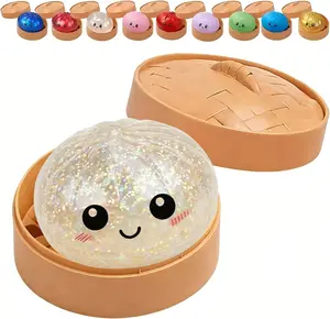 Most Satisfying Glitter Bao Bun Squishy | Slow Rising Stress Ball with Mini Steamer Box for Anxiety Relief