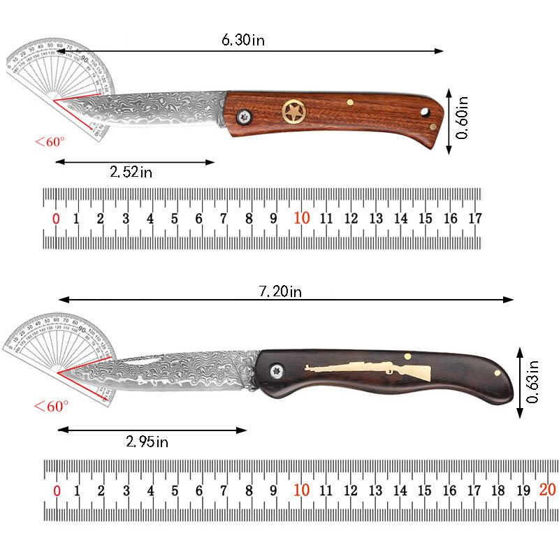 Handmade Damascus Steel Pocket Knife - Ebony Wood, Pockets Knives,Outdoor Camping Gear,Everyday Carry Tools,Compact Carry Vintage Small Gentleman's EDC Tool for Outdoor Tasks,Multi-functional Folding Knife,Quick Chores - Unique Gift for Men