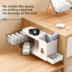 No-Drill Wall-Mounted Rotating Drawer Box - Divided Large Capacity Organizer for Cables & Chargers