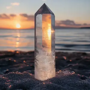Natural Clear Quartz Crystal Tower Wand Point Hexagonal Prisms Reiki Chakra Specimen Obelisk Home Decor Gifts 3.1''+