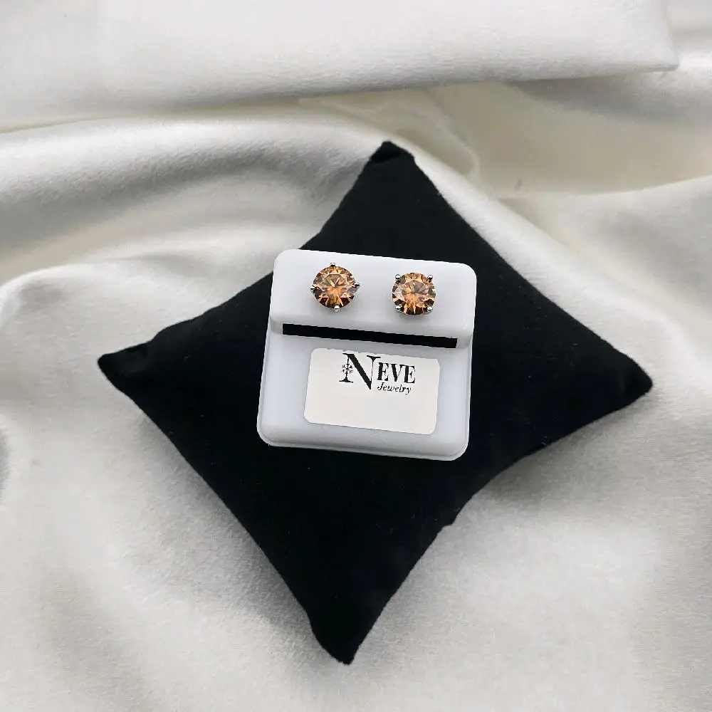 Neve Jewelry Mocha Moissanite Sterling Silver 925 Stud Earrings