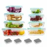 16pcs Glass Snap Lid Container & Lid Food Storage Set (8 Lids+8 Bodies) - Anti-Leak, BPA-Free, Collapsible Thermal Kitchen Preserving Accessories, Microwave/Oven-Safe Food Prep Organizers