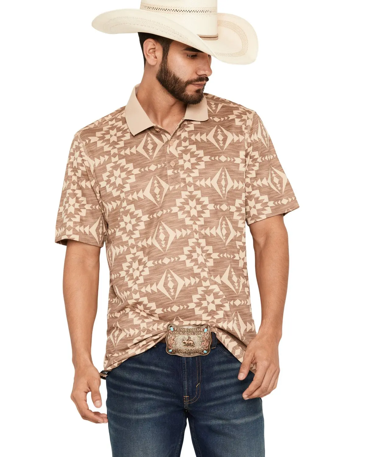 Rank 45 Men's 45&Reg; Men'S Southwestern Print Short Sleeve Button-Down - Rmsp25k21-Tan