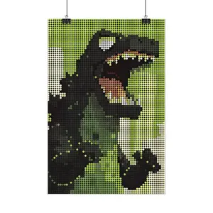 Retro Pixel Kaiju Monster Wall Art | Japanese Giant Beast Kaiju Canvas Poster | Eco-Friendly Ink High Quality | Aluminum Frame or Unframed Print Poster for Gamer Room