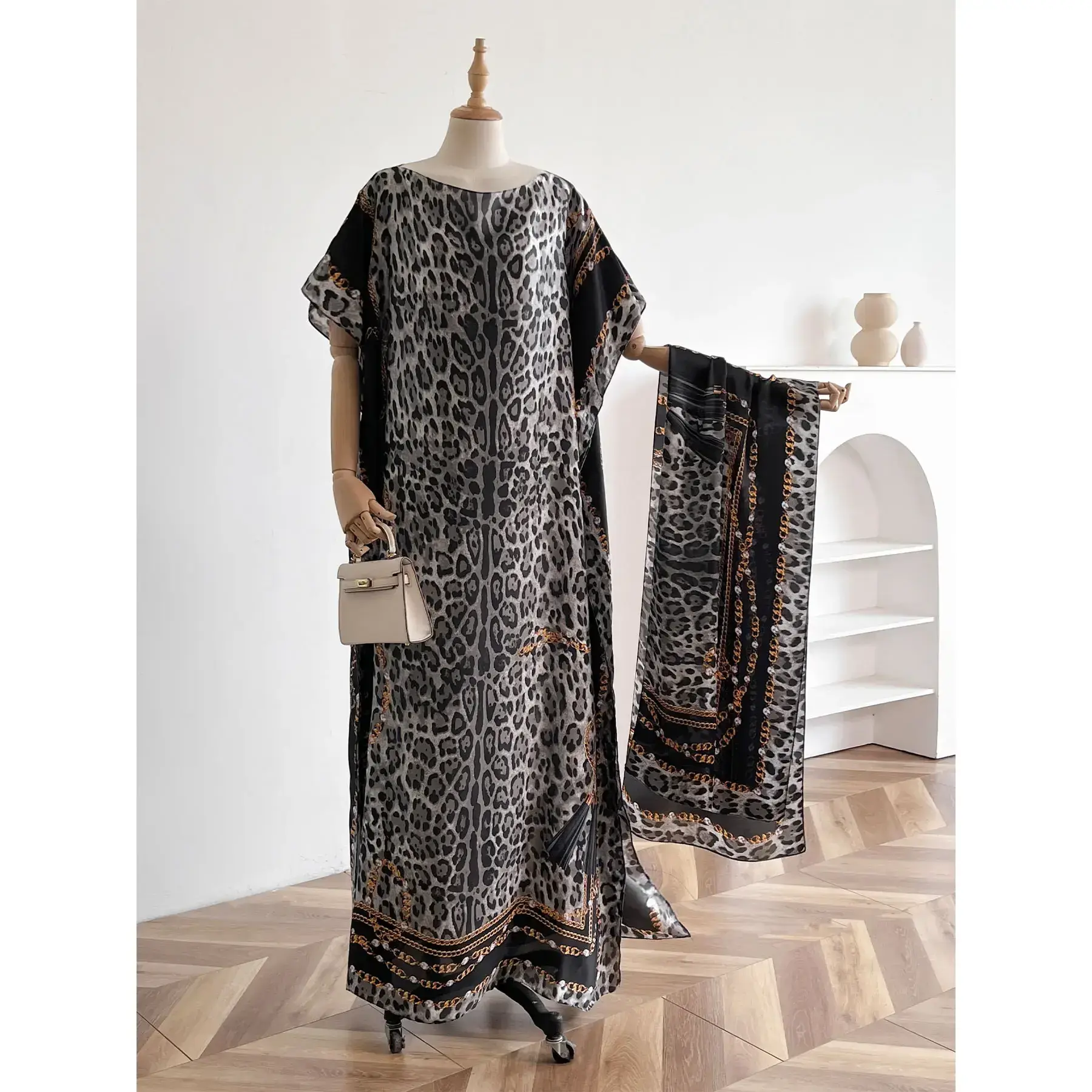 Women's Random Leopard Print Long Sleeve Open Front Shawls & Scarf Set, Casual Shawl & Scarf Set for Beach Vacation, Fashion Accessories for Women, Beach Cover Up Women's Random Leopard Print Long Sleeve Open Front Shawls & Scarf Set, Casual Shawl & Scarf Set for Beach Vacation, Fashion Accessories for Women, Beach Cover Up