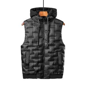 Men's Casual Windproof Hooded Down Vest - Warm & Comfortable for Daily Commute & Outdoor Activities in Autumn/Winter - Loose Fit, Skin-Friendly Material Menswear Soft