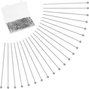 500 Pcs 40mm Ball Head Pins 304 Stainless Steel Jewelry Head Pins for Jewelry Making DIY Charm Beads Earring Necklace Bracelet (Silver)