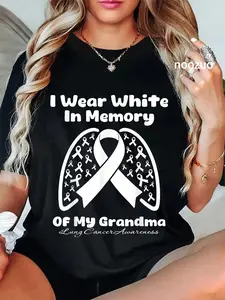 100% Cotton I Wear White in Memory of My Grandma Lung Cancer T-Shirt