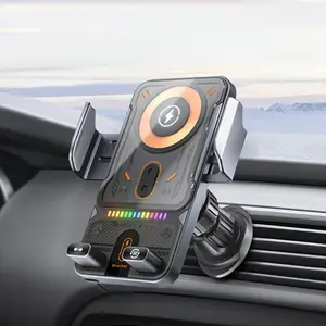 Automatic Open-Close Wireless Car Phone Holder, 15w Wireless Car Charger, One-Click Rotation, Auto Clamping, Installable on Vent Outlet, Fast Charging