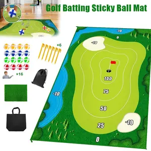 Golf Accessory Casual Golf Game Set, Golf Batting Sticky Ball Mat, Suitable for Home Golf Batting Practice, Competition Sports Games, Golf Training Equipment for Indoor Outdoor, Golf Accessories with Storage Bag, Golf Balls, Father's Day Gift.