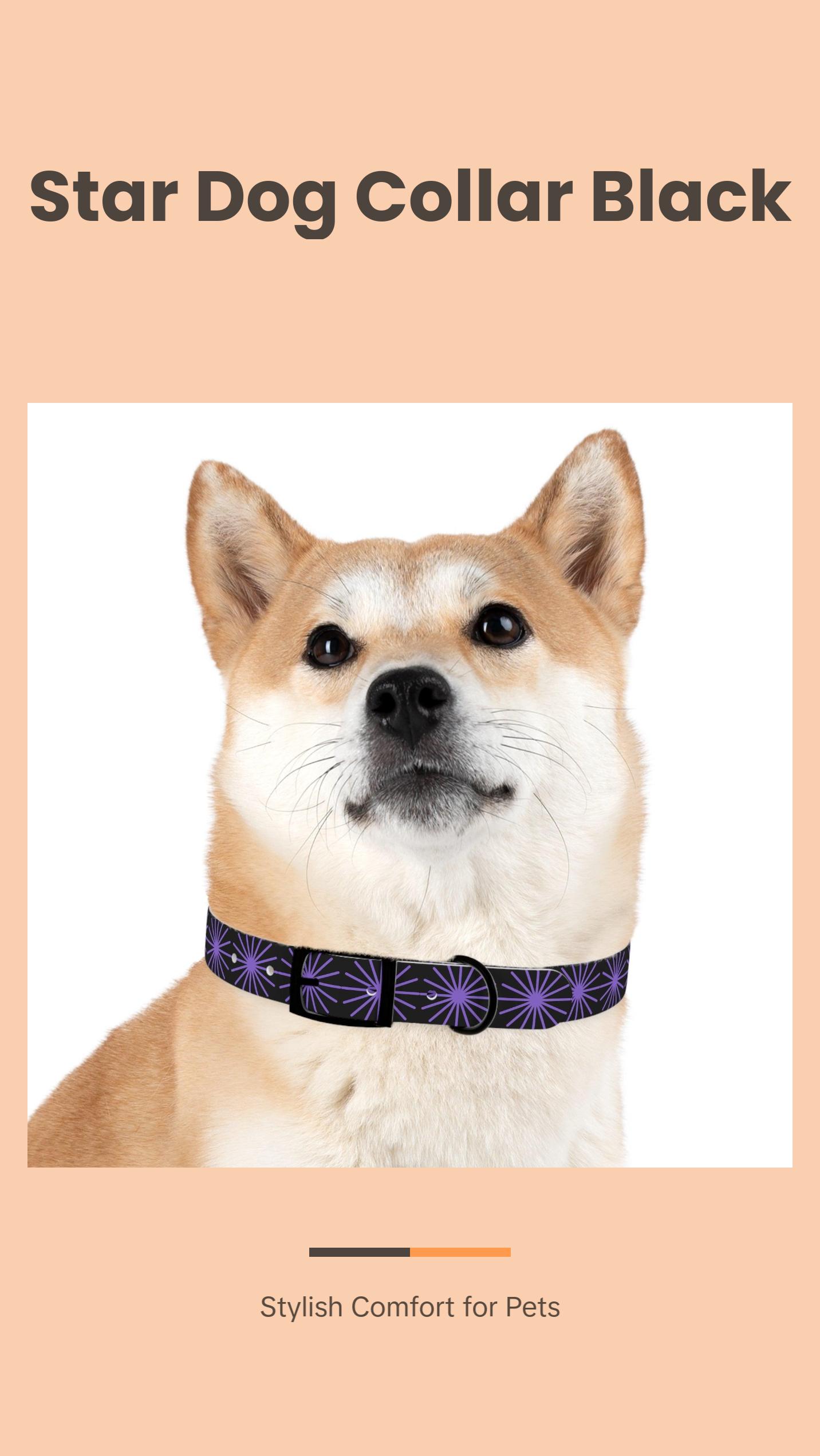 Black and purple star dog collar