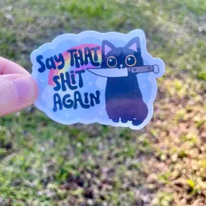 Sweary black cat sticker