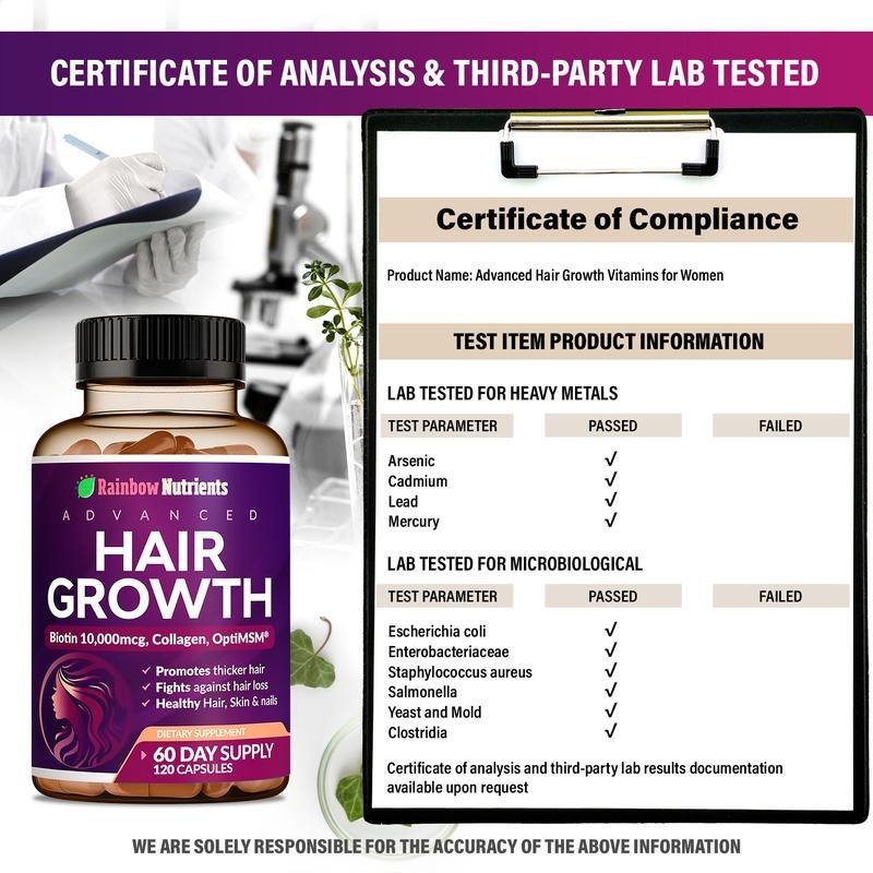 Hair Growth Vitamins for Women | Biotin 10,000mcg, Collagen, goMCT, Saw Palmetto | Naturally Regrow Stronger & Healthier Hair, Skin and Nails | Stops Hair Loss | 60 Day Supply