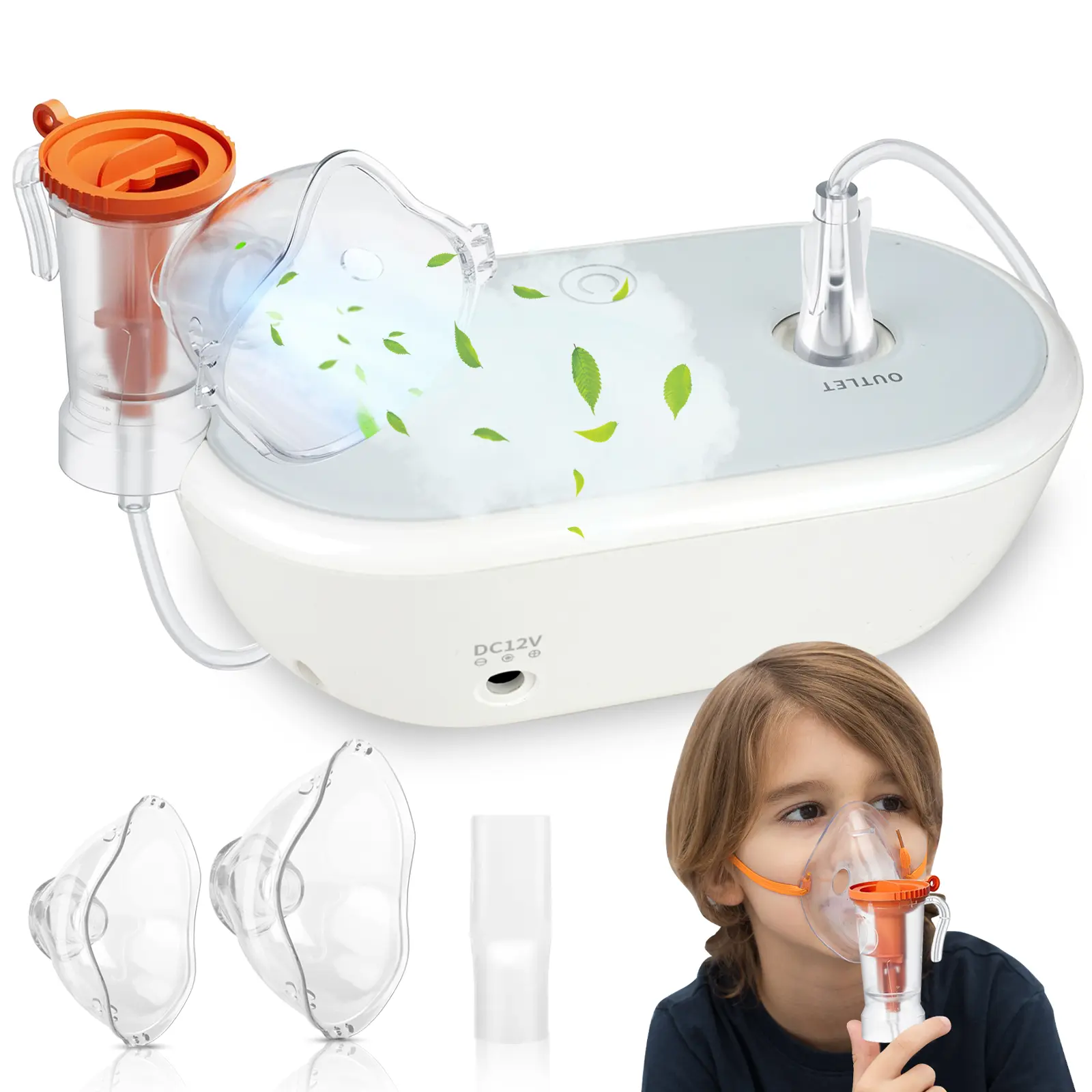 Air Compressor Nebulizer Machine, Portable Fine Mist ≤4μm, Adjustable Mist Control, Quiet Operation, Easy One Button Use, Home & Travel with Adult & Child Masks, Full Kit Included