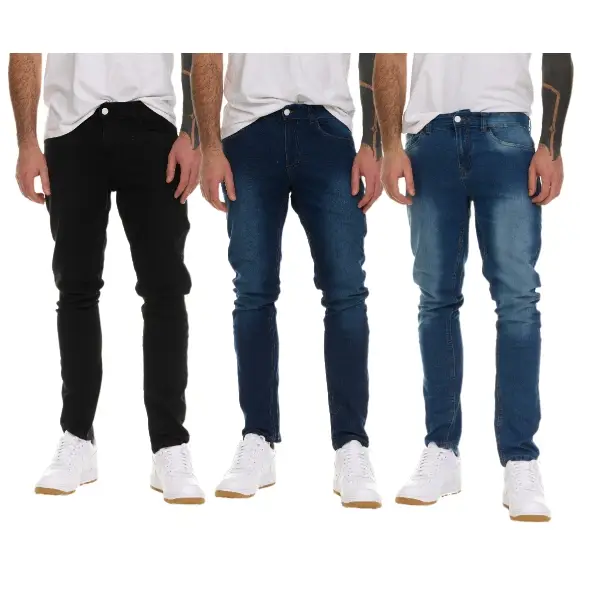 Men's 3 Pack Flex Stretch Slim Straight Comfort Denim Jeans With 5 Pockets