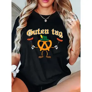 100% Cotton Oktoberfest Guten Tag Pretzel Sausages German Men Women T-Shirt