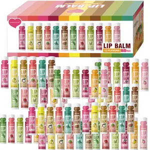 Lip Balm Gift Set - 60pcs/Box, 12 Flavours, Heart-Shaped, 5g Each, Deep Moisturizing, High Hydration, Nourishing & Brightening, Ideal for Women, Party Favors - Moisture