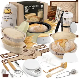 Sourdough Starter Kit with Dutch Oven and Scale - Complete Sourdough Kit with Proofing Baskets, 34oz Jar, Slings, and Other Premium Bread Making Tools
