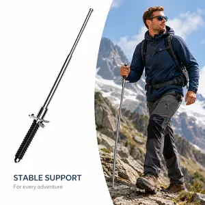Heavy Duty Stainless Steel Hiking Trekking Pole - Tactical Survival Walking Stick with Anti-Slip Grip, Adjustable Telescopic Shaft, Rustproof Build, Strong Load-Bearing for Camping, Backpacking